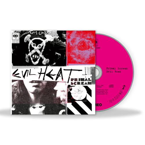 CD cover with black and white design and pink disc on a white background