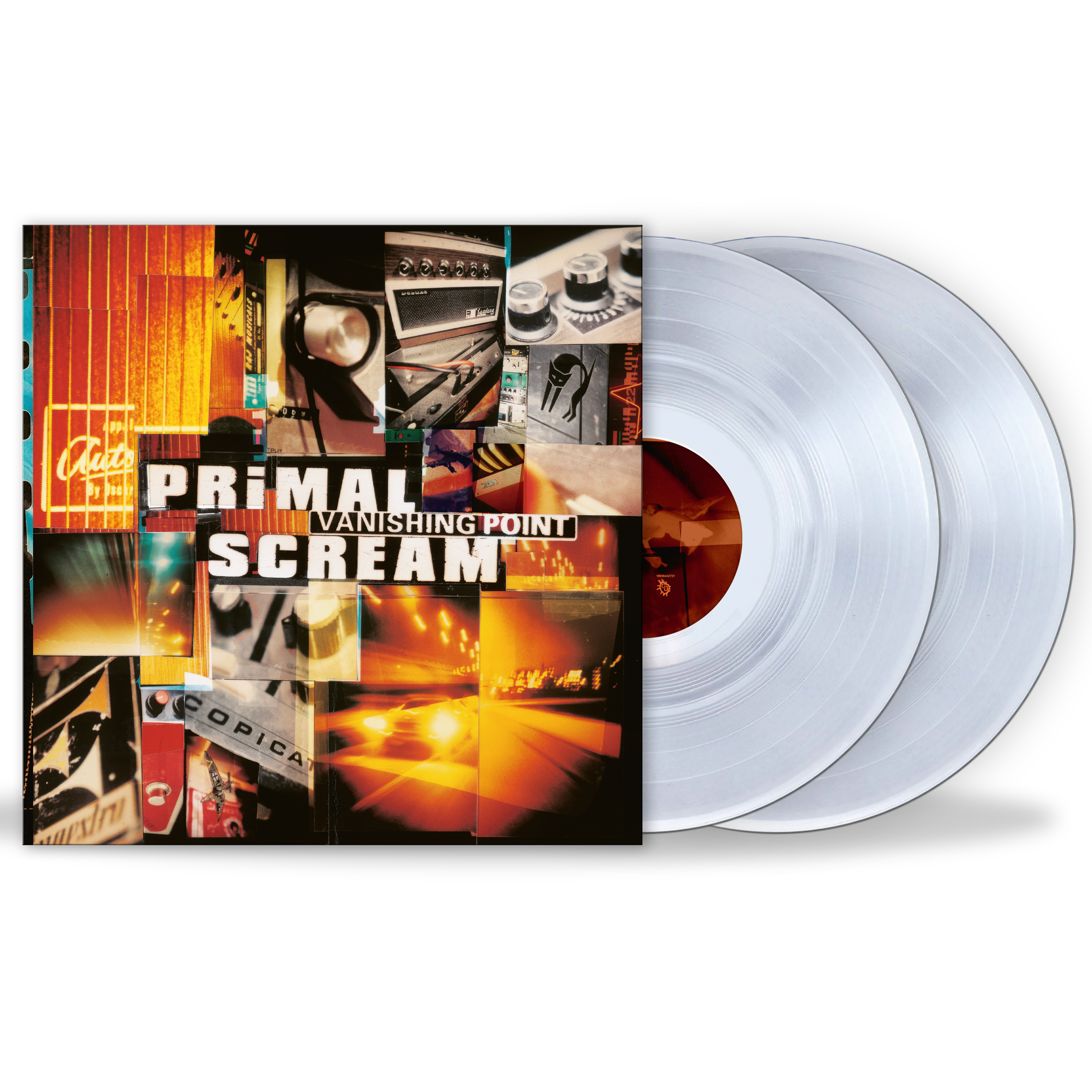 Vinyl records with a colorful cover featuring the title 'Primal Scream Vanishing Point'.